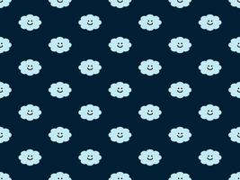 Cloud cartoon character seamless pattern on blue background vector