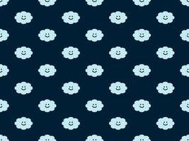 Cloud cartoon character seamless pattern on blue background vector