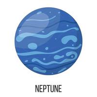 Neptune planet isolated on white background. Planet of solar system. Cartoon style vector illustration for any design.