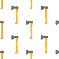 Seamless pattern with cartoon axes on white background. Gardening tool. Vector illustration for any design