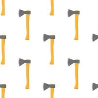 Seamless pattern with cartoon axes on white background. Gardening tool. Vector illustration for any design