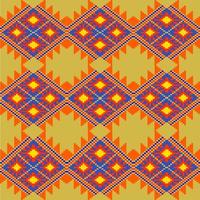 Traditional geometric ethnic embroidered fabric pattern vector