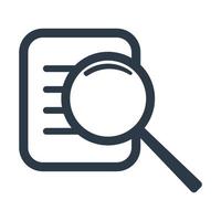 Search document icon. Magnifier and document. Vector illustration isolated on white background.