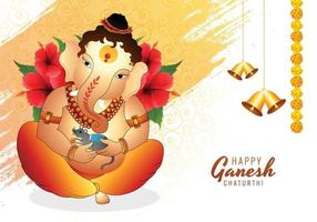 dios hindú señor ganesha festival fondo de tarjeta de vacaciones vector