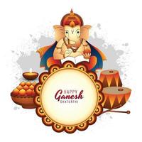 Happy ganesh chaturthi indian religious festival card background vector