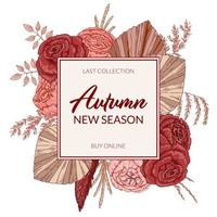 Autumn trendy design. Hand drawn vector illustration. Can be used for banners, social media, flyers, posters. Space for text