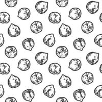 Hand drawn chickpeas seamless pattern. Vector illustration in sketch style