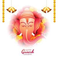 feliz celebración de ganesh chaturthi con oración al fondo de la tarjeta lord ganesha vector
