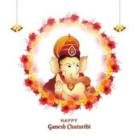 fondo de tarjeta de celebración de festival de ganesh chaturthi feliz tradicional vector