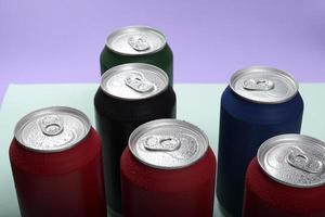 Colorful, cold wet aluminum can photo