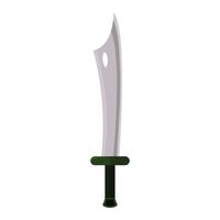 Cartoon Game Sword Weapon isolated on white background. Green Handle. Military Knife. Vector illustration for Your Design.