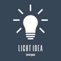 Silhouette icon of lightbulb. Light idea logo template. Clean and modern vector illustration.