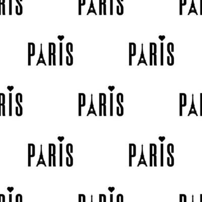 Seamless pattern with paris word with eiffel tower on white background. Vector illustration for design, web, wrapping paper, fabric