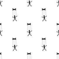 Seamless pattern with puppet or marionette icon on white background. The concept of management, manipulation. Vector illustration for design, wrapping paper, fabric.