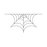 Half spider web isolated on white background. Halloween spiderweb element. Cobweb line style. Vector illustration for any design.