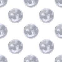 Seamless pattern with moon on white background. Solar system. Cartoon style vector illustration for any design.