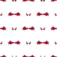 Seamless pattern with red devil wings and horns on white background. Vector illustration for design, web, wrapping paper, fabric, wallpaper.
