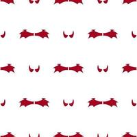 Seamless pattern with red devil wings and horns on white background. Vector illustration for design, web, wrapping paper, fabric, wallpaper.