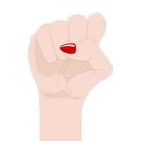 Woman's Fist Raised Up isolated on white background. Female Symbol. Girl Power. Feminism concept. Vector Illustration.