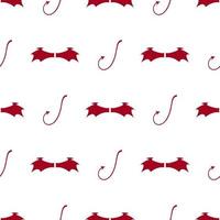 Seamless pattern with red devil wings and tail on white background. Vector illustration for design, web, wrapping paper, fabric, wallpaper.