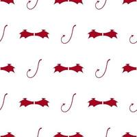 Seamless pattern with red devil wings and tail on white background. Vector illustration for design, web, wrapping paper, fabric, wallpaper.