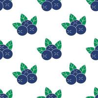 Seamless pattern with blueberries icon on white background. Summer fruits for healthy lifestyle. Organic fruit. Cartoon style. Vector illustration for any design.