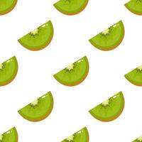 patrón sin costuras con kiwi de rebanada fresca sobre fondo blanco. frutas de verano para un estilo de vida saludable. fruta organica estilo de dibujos animados ilustración vectorial para cualquier diseño. vector