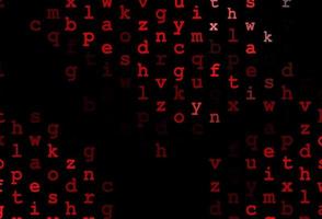 Dark red vector background with signs of alphabet.