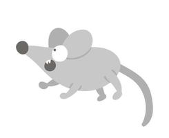 Vector cartoon style flat funny scared mouse isolated on white background. Cute illustration of woodland animal