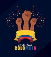 colombia independence day postcard vector