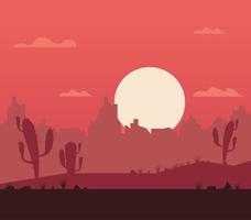 desert sunset landscape vector