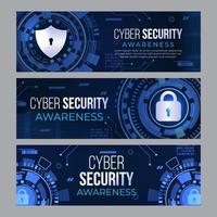 Cyber Security Awareness Banners vector