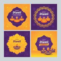 plantillas de redes sociales diwali vector