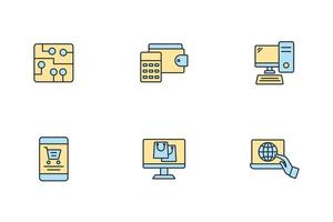 Conjunto de iconos de tecnología de banca por Internet de pago electrónico. elementos de vector de símbolo de paquete de tecnología de banca por Internet de pago electrónico para web infográfico