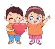 little lovers with heart vector