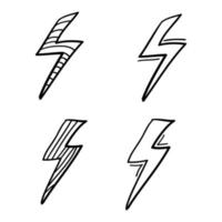 hand drawn thunder illustration vector in doodle style