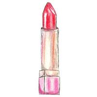 Red lipstick watercolor. Vector fashion illustration.