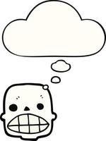 cartoon skull and thought bubble vector