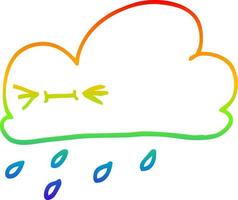 rainbow gradient line drawing cartoon happy grey cloud vector