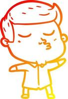 warm gradient line drawing cartoon model guy pouting vector