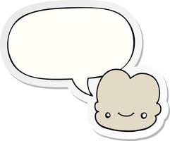 cartoon cloud and speech bubble sticker vector