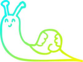 cold gradient line drawing cute cartoon snail vector