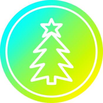 christmas tree circular in cold gradient spectrum vector