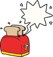 cartoon toaster toasting bread and speech bubble vector