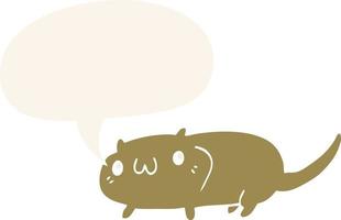 cartoon cat and speech bubble in retro style vector