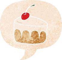 cartoon dessert and speech bubble in retro textured style vector