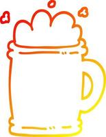 warm gradient line drawing cartoon beer tankard vector