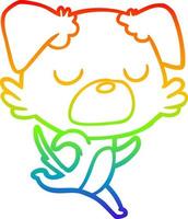 rainbow gradient line drawing cartoon dog vector