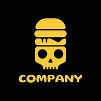 diseño de logotipo de calavera de hamburguesa vector