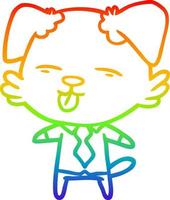 perro de dibujos animados de dibujo de línea de gradiente de arco iris en camisa y corbata vector